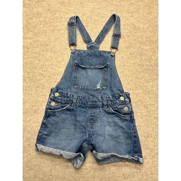 Levi's Distressed Medium Wash Shortall Girls 10 Regular - Picture 1 of 11